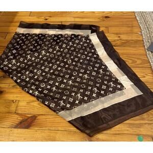 Louis Vuitton Brown and Cream Organza Monogram Scarf